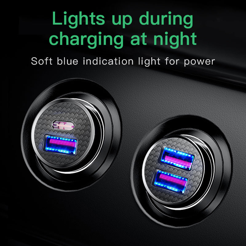 Compact Dual USB Smart Car Charger for Mobile Phones