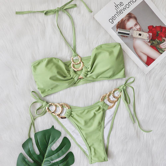 2022 New Sexy Bikini with Metal Accessories and Cutouts