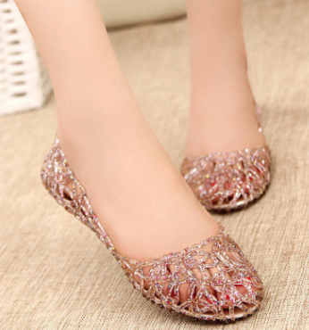 Plastic Hollow Sandals - Flat Summer Footwear