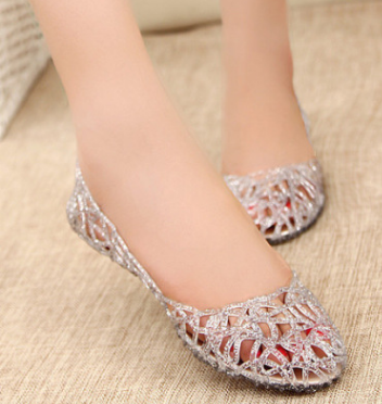 Plastic Hollow Sandals - Flat Summer Footwear