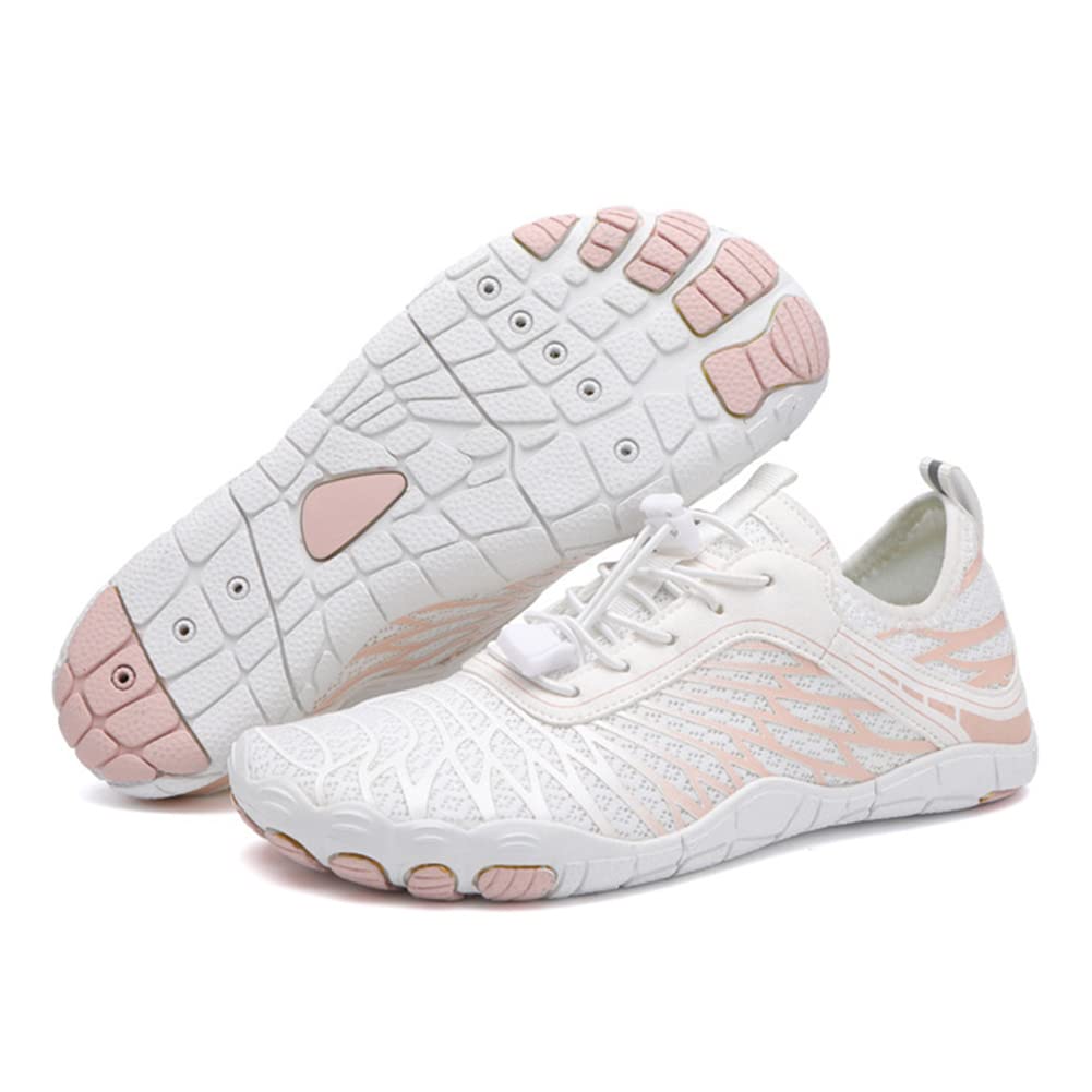 Hike Footwear Barefoot Shoes Womens Mens Pro Water Shoes Women Men Barefoot Hike Shoes Travel Shoes Wide Toe Box Non-Slip Breathable Zero Drop Shoes White