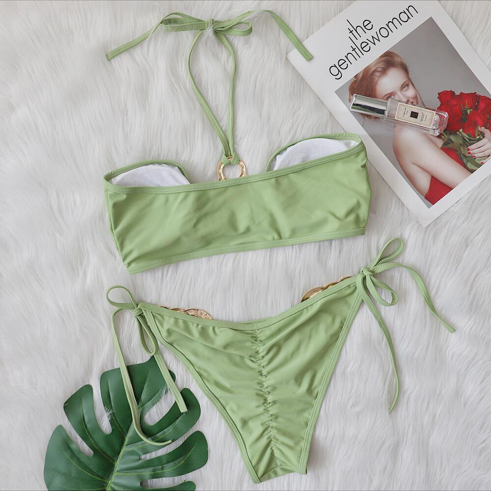2022 New Sexy Bikini with Metal Accessories and Cutouts