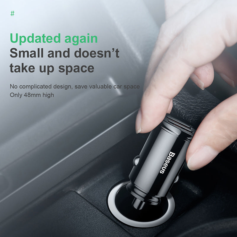 Compact Dual USB Smart Car Charger for Mobile Phones