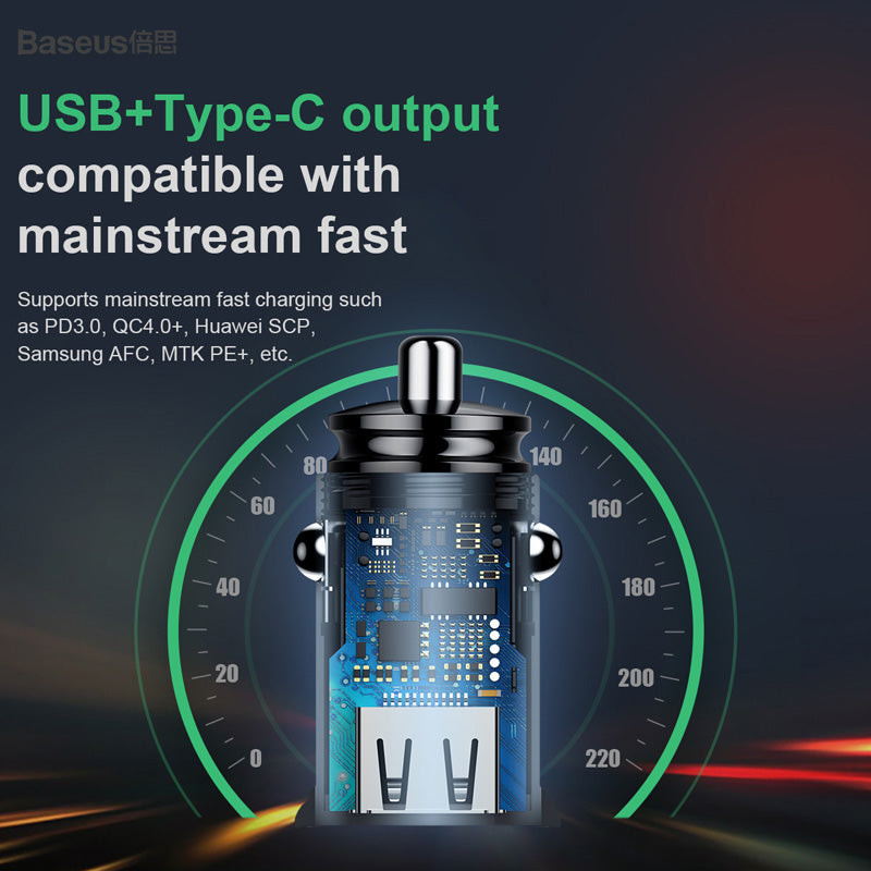 Compact Dual USB Smart Car Charger for Mobile Phones